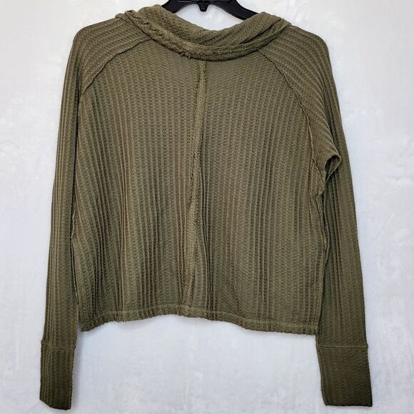 We The Free Wildcat Cowl Neck Waffle Knit Thermal Pullover Lightweight Sweater - Picture 5 of 6